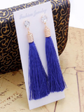 Pendientes largos flecos Azul Eléctrico