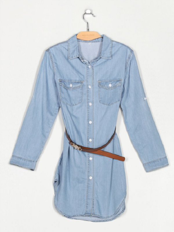 Vestido Camisero Vaquero con Cinturón Incluido — Casual, Veraniego, 2 Looks en 1