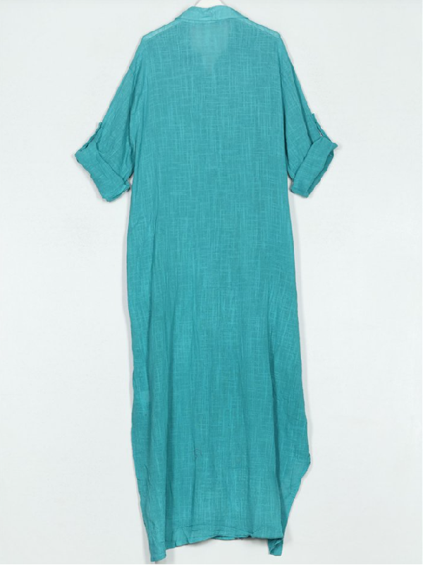 Vestido largo camisero Turquesa - Talla Grande