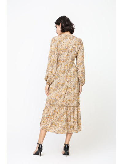 Vestido largo con estampado en tonos Marrones