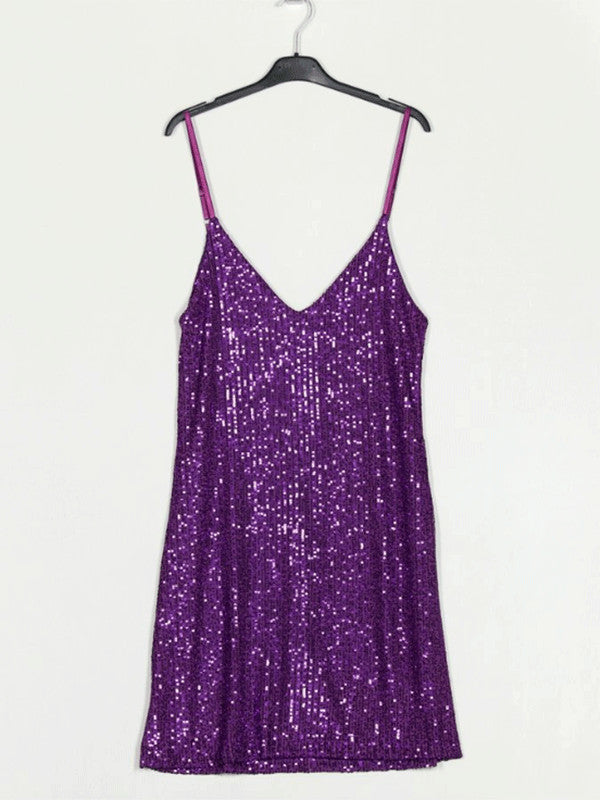 Vestido Corto Lentejuelas Morado — Brillante, Favorecedor y Perfecto para Fiestas