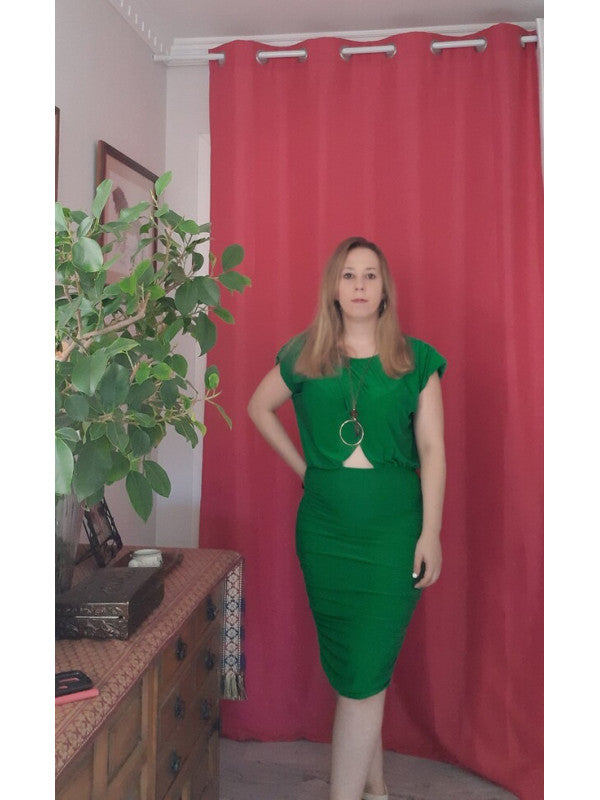 Vestido VERDE drapeado